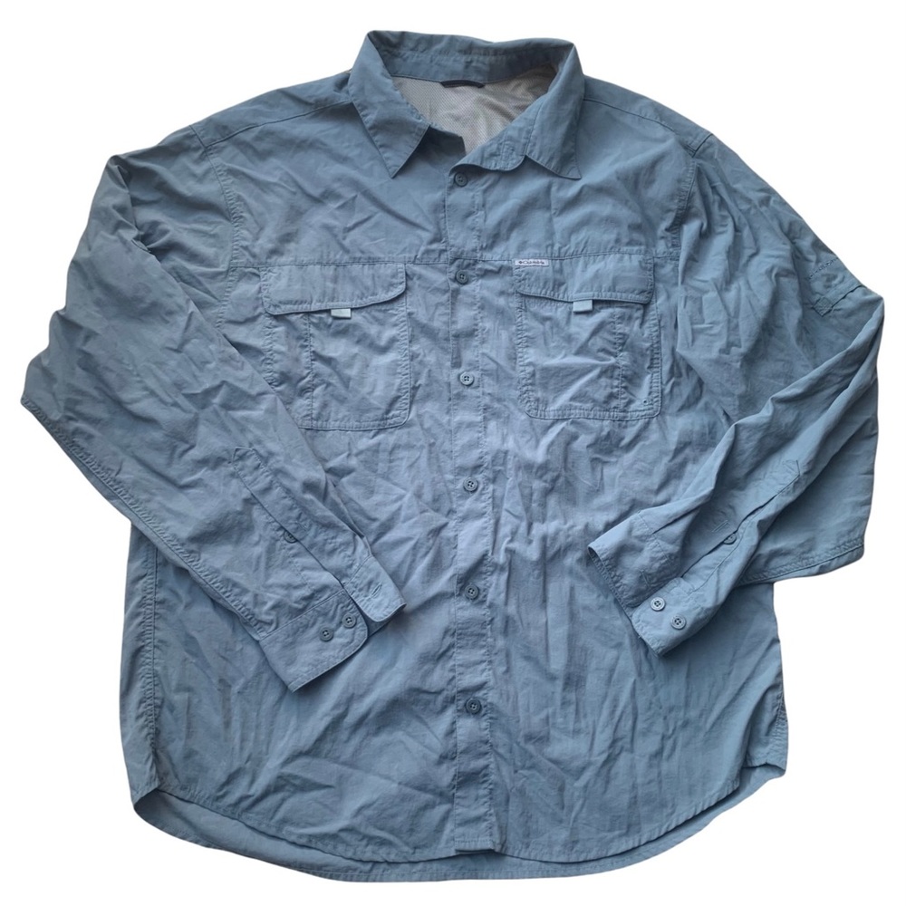 Columbia Titanium Button Down Long Sleeve SHIRT OMNI DRY Vented Teal Men's  XXL